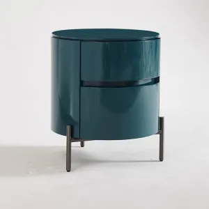 Modern Solid Wood Paint Bedroom Round Nightstand Factory Wholesale Green Nightstand Wooden Bedside Table with Drawers for Hotel