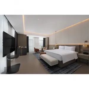 Modern Solid Wood 5 Star Hotel Bedroom Sets Queen Size Bed Headboard Hotel Room for Apartment Villa Commercial Furniture