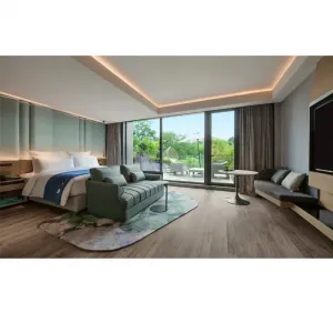 Modern Wooden Hotel Room Solutions Durable King Queen Size Hotel Bed Customized Apartment Five-Star Hotel Bedroom Furniture Set