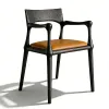 Modern Wooden Leather Black Hotel Restaurant Dining Chair Apartment Portable Armchair with Stackable Design
