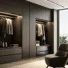 Modern Wooden Wardrobes Custom Closet with Drawers Easy Assemble Bedroom Furniture in Black for Villa and Living Room