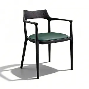 Nordic Modern Hotel Restaurant Dining Chair Leather Black Portable Stackable