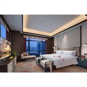 OEM ODM Foshan Furniture Supplier American Modern Wood Hotel Bedroom Set Full Hotel Room Furniture Revonation Project Solution