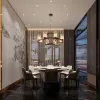 Premium Modern Luxury Dining Table Set Leather Upholstered Solid Wood Chairs-Eco-Friendly Durable Commercial Furniture Hotels