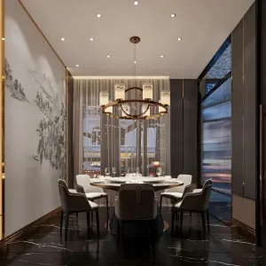 Premium Modern Luxury Dining Table Set Leather Upholstered Solid Wood Chairs-Eco-Friendly Durable Commercial Furniture Hotels