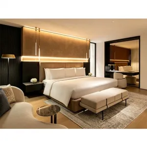 5-Star Hotel Furniture Project Manufacturer Modern Luxury Hotel Bedroom Set Wooden Hotel Guest Room Furniture Apartment for Sale