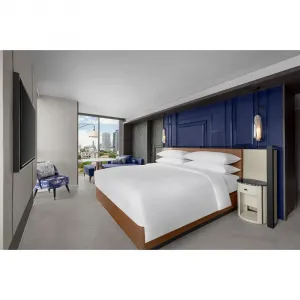 Wholesale Price Custom Hotel Bedroom Set Commercial Grade Guestroom Furniture Replacement Wood King Size Hotel Bed for Apartment