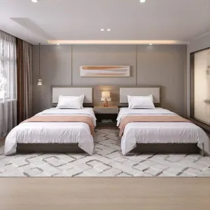 Wholesale 5 Star Commercial Apartment Modern Wooden Hotel Bedroom Furniture Set Custom Full Hotel Room Furniture Hotel Style Bed