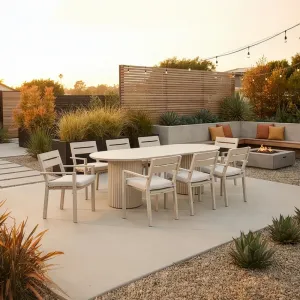 All-Weather Outdoor Dining Setting 24m Low Maintenance Table 8 Santorini Aluminium Chairs Removable Washable Outdoor