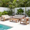 All-Weather 321 Seater Teak Aluminium No Assembly Required Removable Outdoor Cushions Outdoor Lounge Set