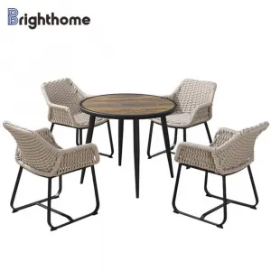 Aluminum Pe Rattan Outdoor Furniture Luxury Design Rattan Garden Patio Dining Chairs and Tables Set