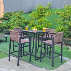 Balcony Furniture Outdoor Aluminum Table and Chairs Garden Dining Set Metal Table Luxury Dining Chair Patio Dining Set