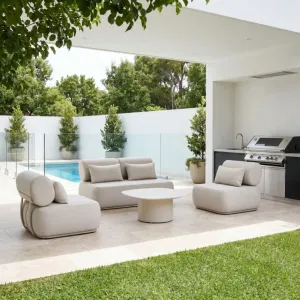 Custom Colour 4-Seater Outdoor Lounge Package White Powder Coated Aluminium Coffee Table Set