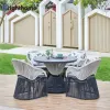 Custom Modern Luxury Aluminium Rattan Patio Furniture Outdoor Restaurant Table and Chair Sets