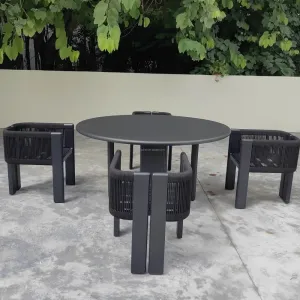 Custom Outdoor Balcony Aluminum Furniture Modular Components Dining Table Chair Set for 4 Seat Patio Furniture