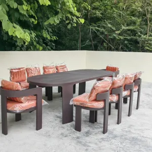 Customisable 10 Seaters All Weather Waterproof Rectangular Luxury Style Aluminum Patio Furniture Set Outdoor Dining Sets