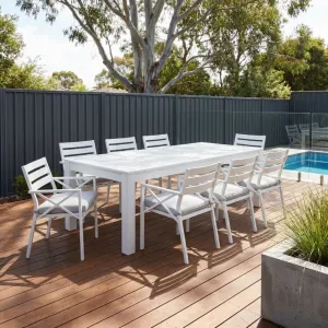 Durable Aluminium Outdoor Dining Table 25m 8 SeatsElegant Hamptons Style Garden Dining Table for Villa Terrace