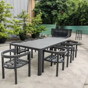 Factory Custom Simple Design Patio Garden Aluminum Table Chair Modern Outdoor Dining Set