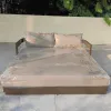 Factory Price All-Weather Black Metal Outdoor Furniture Poolside Double Sunbeds Lounge Chair Reclining Outdoor Aluminum Chaise