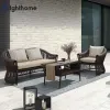Garden Furniture Luxury European 4 Seat Sectional Sofa Sets Waterproof Fabric Rattan Aluminum Patio Outdoor Patio Furniture
