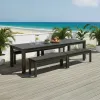 Garden Poolside Resort Outdoor Smooth Slat Table Outside Dining Suite Aluminum Frame Outdoor Dining Furniture Set
