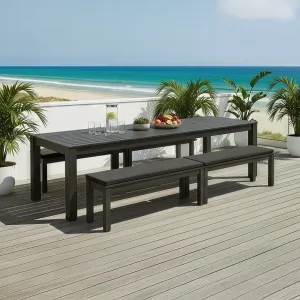Garden Poolside Resort Outdoor Smooth Slat Table Outside Dining Suite Aluminum Frame Outdoor Dining Furniture Set