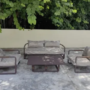 Hotel Outdoor Bistro Furniture Sets Balcony Leisure Waterproof Aluminum Rope Garden Lounge Sofas Set