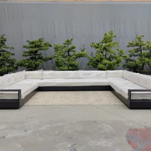 Modern Aluminum Frame Outdoor Garden Sofa Set-Durable Eco-Friendly for Hotel Lounge and Villa Use