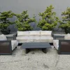 Modern Durable Aluminum Outdoor Furniture Black Sofa Set for Villa Courtyard Garden Patio Balcony