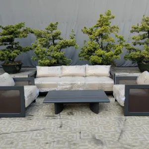 Modern Durable Aluminum Outdoor Furniture Black Sofa Set for Villa Courtyard Garden Patio Balcony