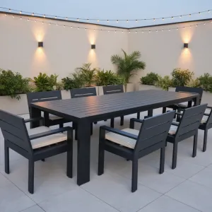 Modern Hotel Outdoor Dining Table and Chair Outdoor 16m Round Aluminium Dining Table with 8 Chairs