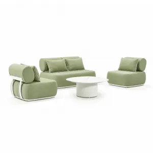 Modern Minimalist Outdoor Weather Resistant Aluminium Sofa 90cm Coffee Table Set for Alfresco Pool Deck Rooftop Patio