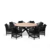 Modern Outdoor Restaurant Round 18m Outdoor Aluminium Dining Table with 8 Wicker Dining Chairs