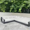 Modern Outdoor Sofa L-Shape Metal Aluminum Sectional Sofas Set for Living Room Garden Patio Hotel Courtyard Park