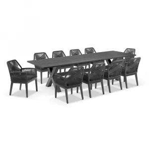 Modern Patio Louvered Aluminum Outdoor 3m Aluminium Dining Table with 10 Hugo Dining Chairs