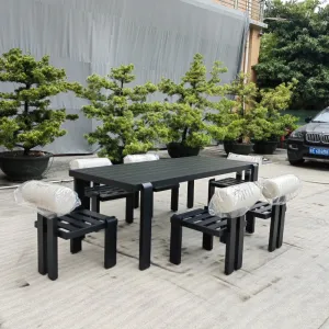 Modern Style Aluminum Dining Table Chair Set Outdoor Dining Furniture Sets For Courtyard Park Villa Hotels