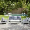 White Coastal Lounge Furniture with Coffee Table for Garden