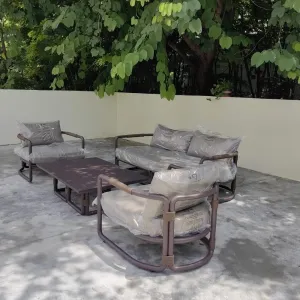 Nordic Modern Aluminum Patio Furniture Set Outdoor Terrace Leisure Sofa for Pool Garden Hotel Courtyard Space Sun Lounger