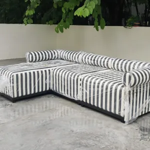 Outdoor Cafe Furniture Colorful Cushion L-Shaped Aluminum Frame Leisure Sofa Outside Patio Furniture