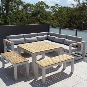 Outdoor Furniture Luxury Hotel Furniture Outdoor Aluminium Dining Set with Bar Cart