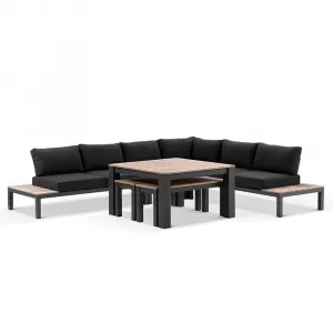 Outdoor Garden Table and Chair Set Cast Aluminum Material Outdoor Aluminium Lounge and Dining Setting with Single Modular