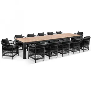 Outdoor Leisure Tables and Chairs Villa Garden Patio 355m Outdoor Aluminium Table with 12 Malawi Chairs