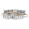 Outdoor Washable Denim Grey Cushions Aluminium Modular Lounge Dining Setting Table Desk