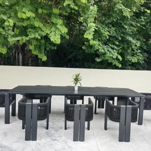 Patio Hotel Home Braided Rope Dining Chair Aluminum Furniture Set Outdoor Metal Dining Table Chair Set