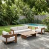 Pool Alfresco All-Aussie Weather Curved Outdoor 311 Seating Suite Timber Effect Aluminium Patio Dining Table Chair Set