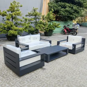 Waterproof Weather Resistant 6 Seaters Modern Aluminum Metal Outdoor Sofa Set Outdoor Sectional Sofa
