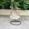 Wholesale Custom Outdoor Balcony Garden Furniture Patio Swing Terrace Hanging Rattan Wicker Hanging Leisure Egg Swing Chair