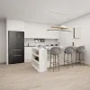 Apartment Project Custom Design Modern Laminate and Marble Top Plywood Kitchen Cabinets and Islands for Hotels