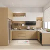 Apartment Project Modern Minimalistic Style Small Complete Custom Home Furniture L Shaped MDF Plywood Kitchen Cabinet Faucet