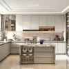 Automatic Design Stainless Steel Carcase Cheap Waterproof Particleboard Modular Eco-Friendly Kitchen Cabinets for Villa Project